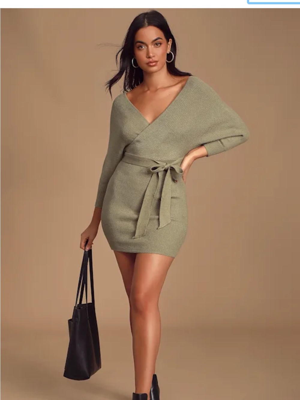 Lulus Modena Sage Green Dolman Sleeve Bodycon Sweater Dress
